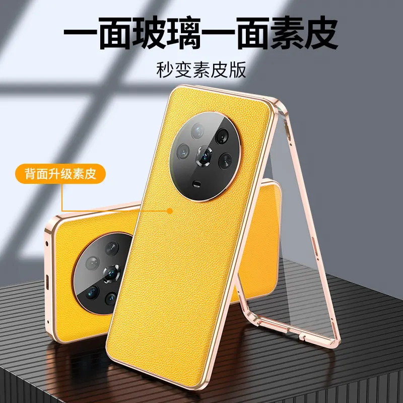 Magnetic 360 Full Protection Case for Honor Magic4 Pro Front Glass Hard Case with Back PU Leather Cover for Honor Magic 4 Pro 5G