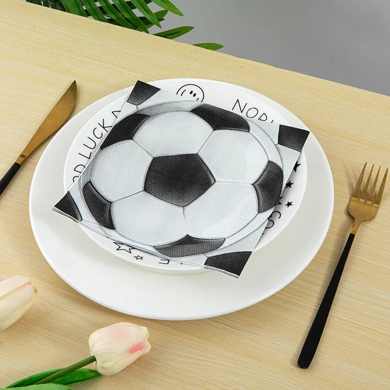 

20Pcs/pack 33x33cm Disposable Football Printed Table Dinner Square Tissue Napkins Paper Birthday Party Decoration