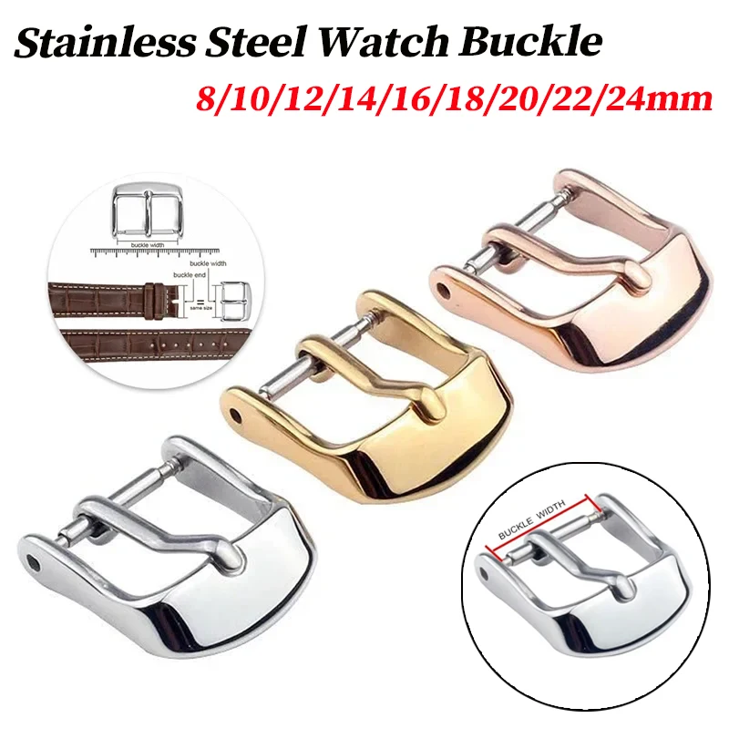 8/10/12/14/16/18/20/22/24mm Watchbands Buckle Stainless Steel Pin Clasp Watch Accessories Leather Band Strap Watch Buckle