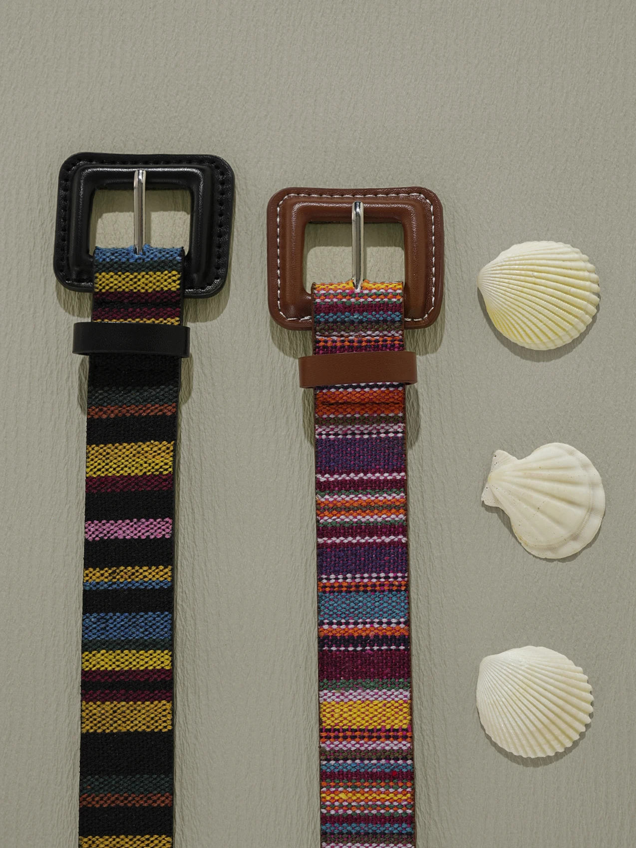 1 قطعة حزام نسائي منسوج متعدد الألوان حزام قبلي أنيق مع مشبك مربع لفساتين سراويل الجينز