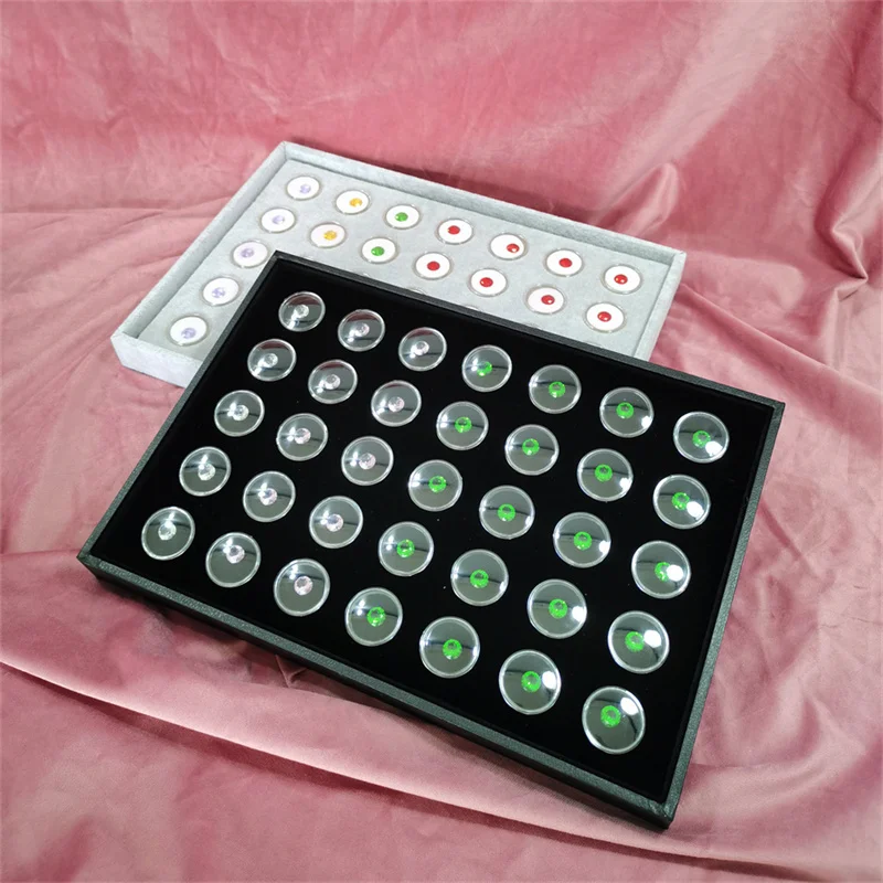 صينية عرض المجوهرات المخملية مع 35 برطمانات جوهرة، علبة وسادة قابلة للفصل من الأكريليك الشفاف الماسي، منظم المقتنيات