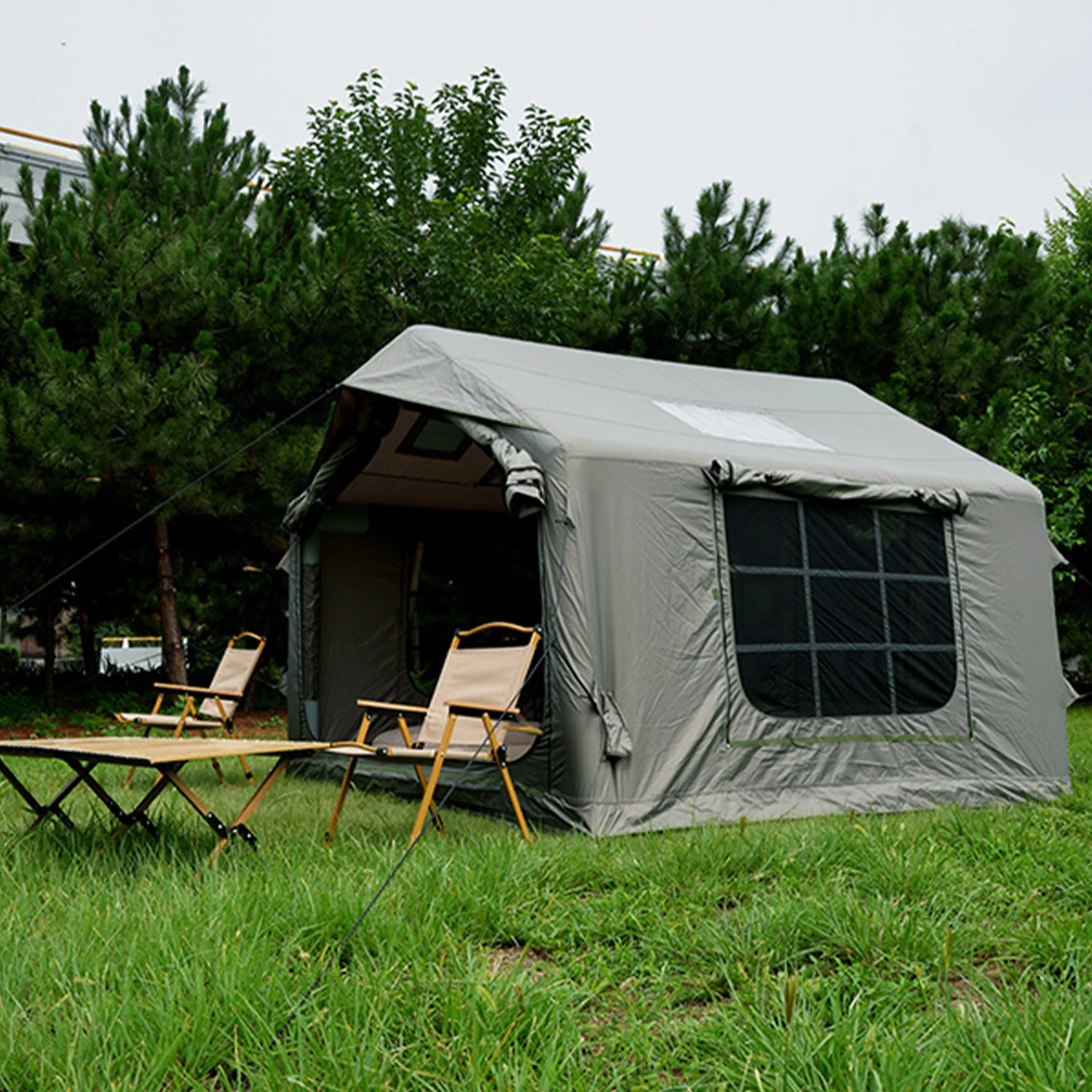 

8-местная портативная роскошная надувная палатка для кемпинга, водонепроницаемая, из Оксфордской ткани и ПВХ, с воздухонаполняемыми колоннами, с вентиляционным отверстием типа AB, быстрое автоматическое раскрытие