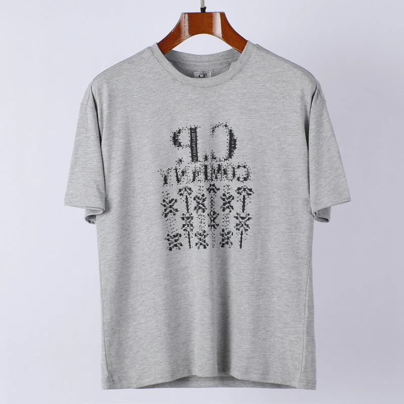 2025 New High-quality Summer CP Letter Printing Trendy T-shirt Pure Cotton Men's and Women's Round Neck Short Sleeves