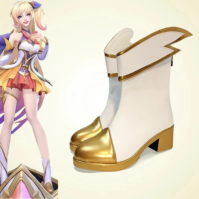 أحذية LOL Star Guardian Seraphine التأثيرية أحذية الدعامة ذات الكعب العالي ملحقات الهالوين المصنوعة حسب الطلب