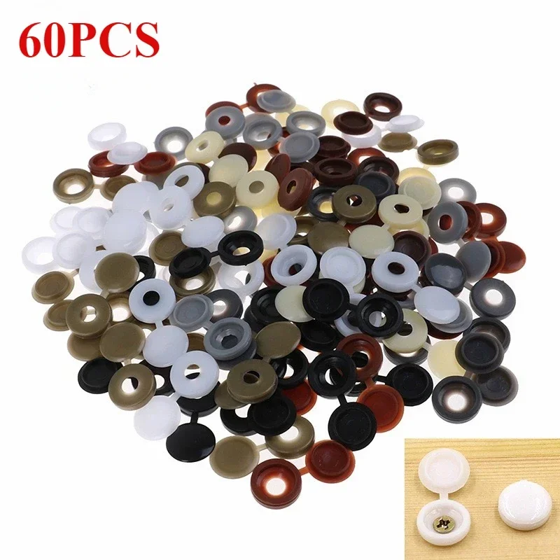 

60PCS/Bag Practical Hinged Plastic No Screw Fold Snap Protective Cap Button Nuts Cover Bolts Protect Furniture Decor Exterior