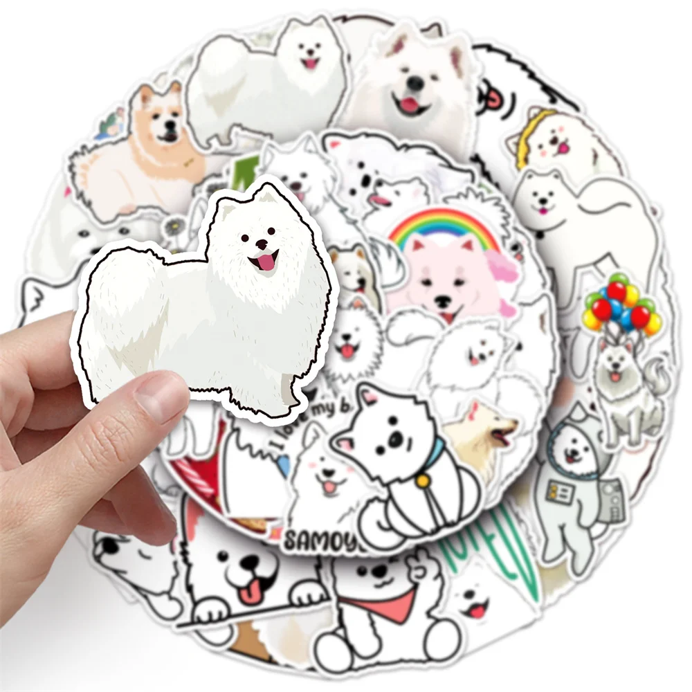 10/30/50PCS Samoyed Cartoon Cute Dog Animal Personality Creative Sticker Phone Desk GuitarSkateboard Waterproof StickerWholesale