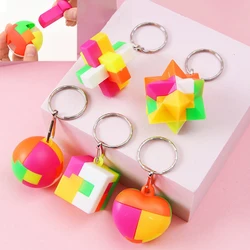 10Pcs Geometrical Puzzle Ball Keychain Educational Toys for Kids Birthday Party Favors Guest Gifts Giveaway Goodie Fillers