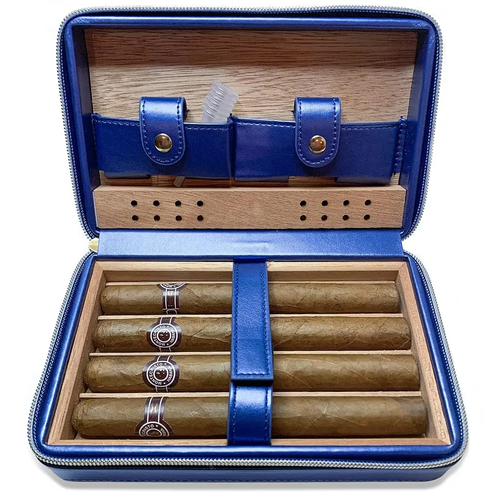 

Хьюмидор для сигар | Дорожный хьюмидор | Кожаный футляр для сигар из кедрового дерева | Синяя коробка для сигар | Подарок для мужчин и женщин
