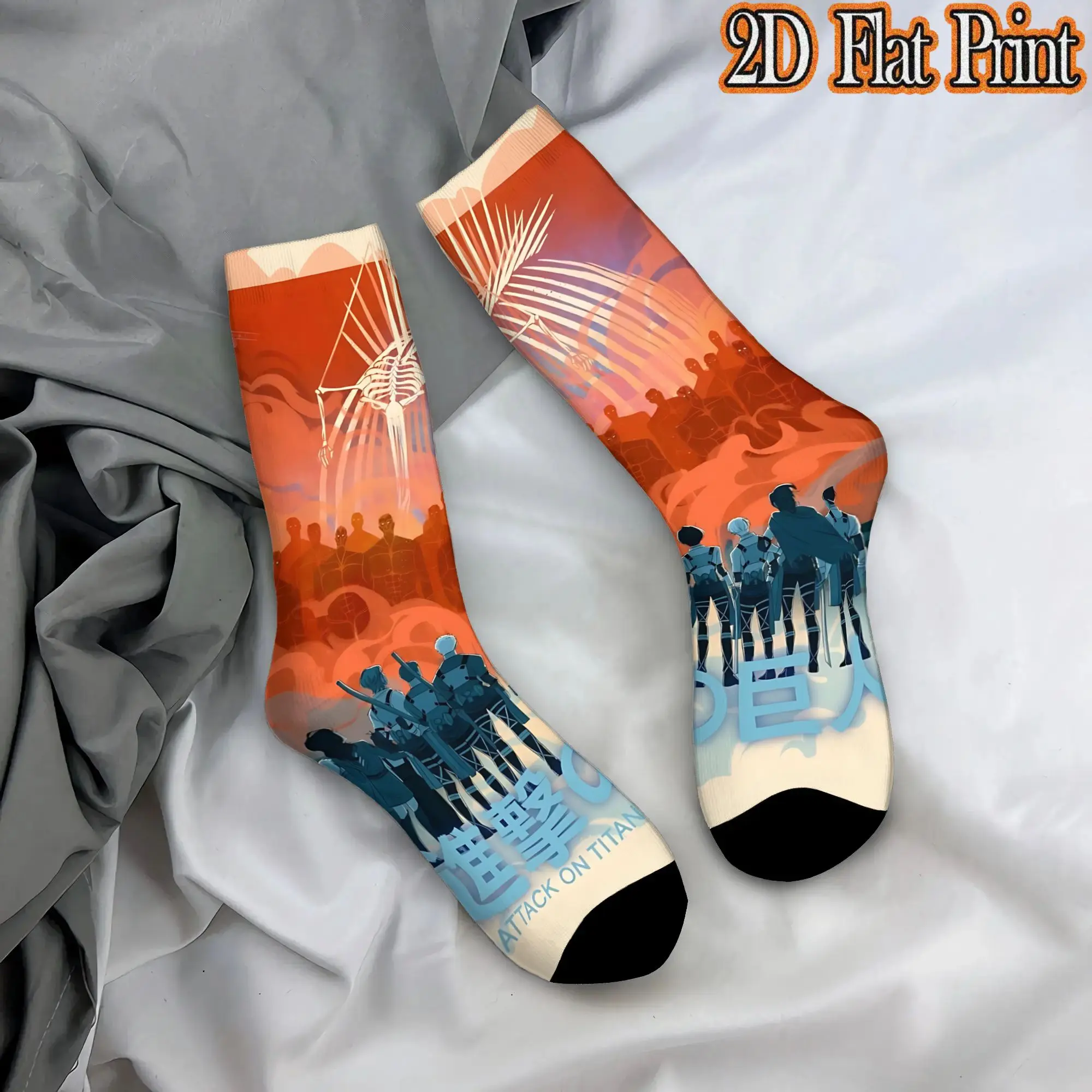 Fashion Vintage Attack On Titans Anime  Men's  CompressionSock Unisex  Funny Mid-Calf Socks