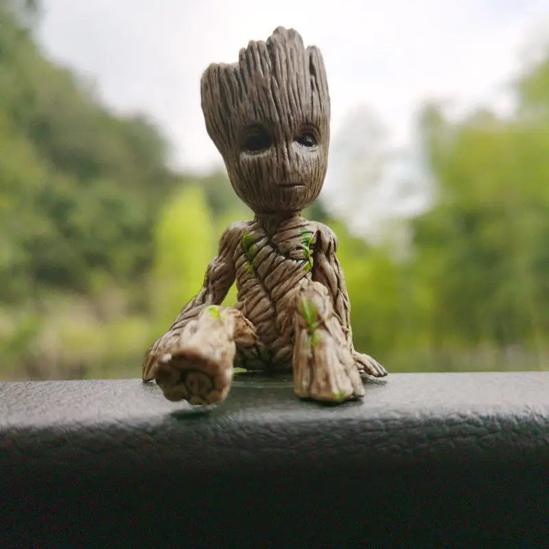 Groot-figuras de acción de Groot guardianes de la galaxia para niños, juguetes decorativos de Anime, Groot sentado, 6Cm