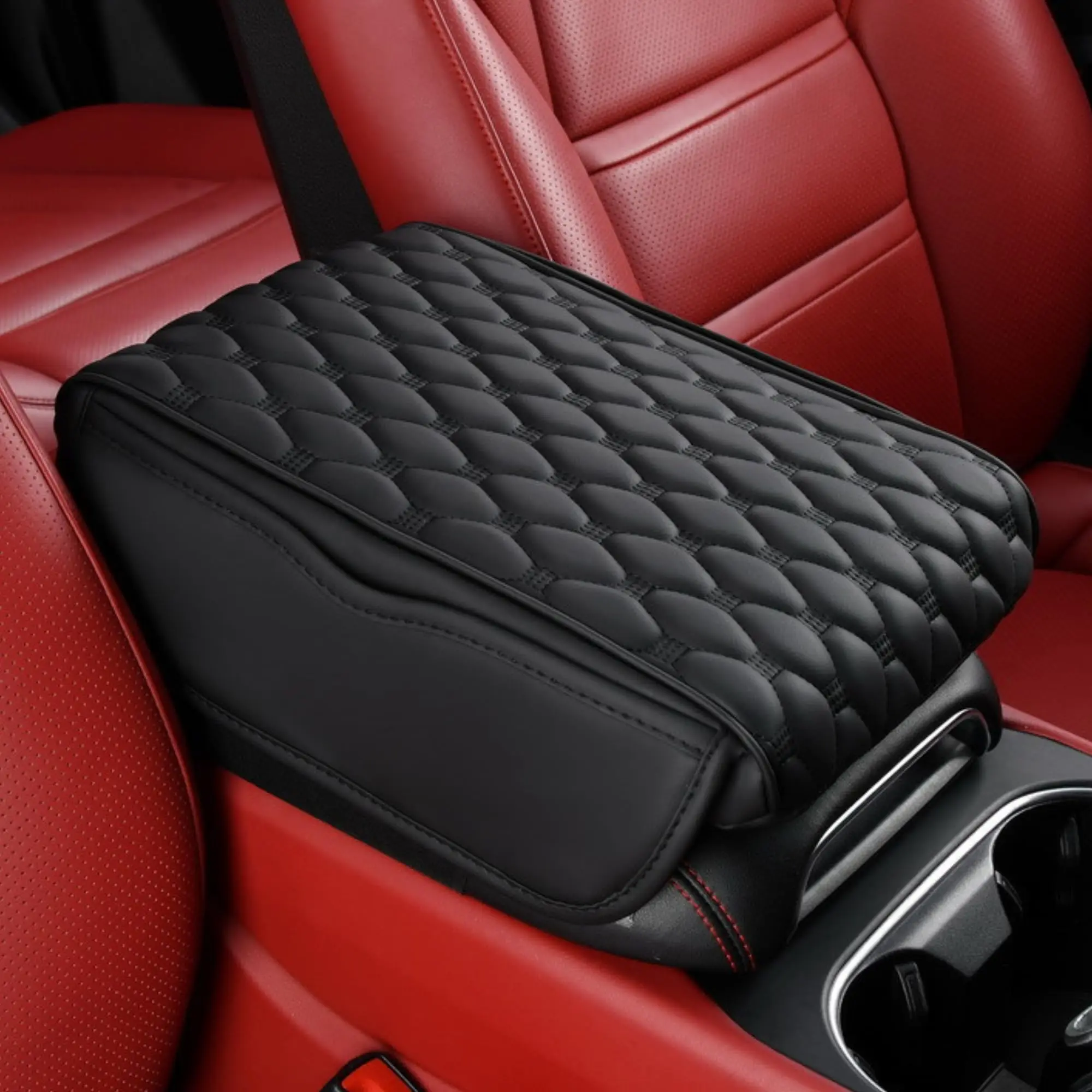 Car Armrest Height-Enhanced Cushion, Central Console Pad with Storage Function