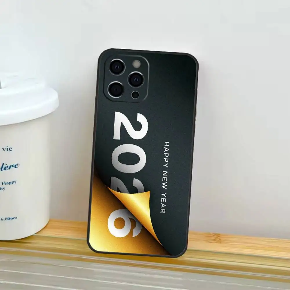 حافظة هاتف سنة جديدة سعيدة 2026 لهاتف آيفون 17,16,15,14,13,12,11 Plus,Pro,Max,XS غطاء ناعم من السيليكون #4