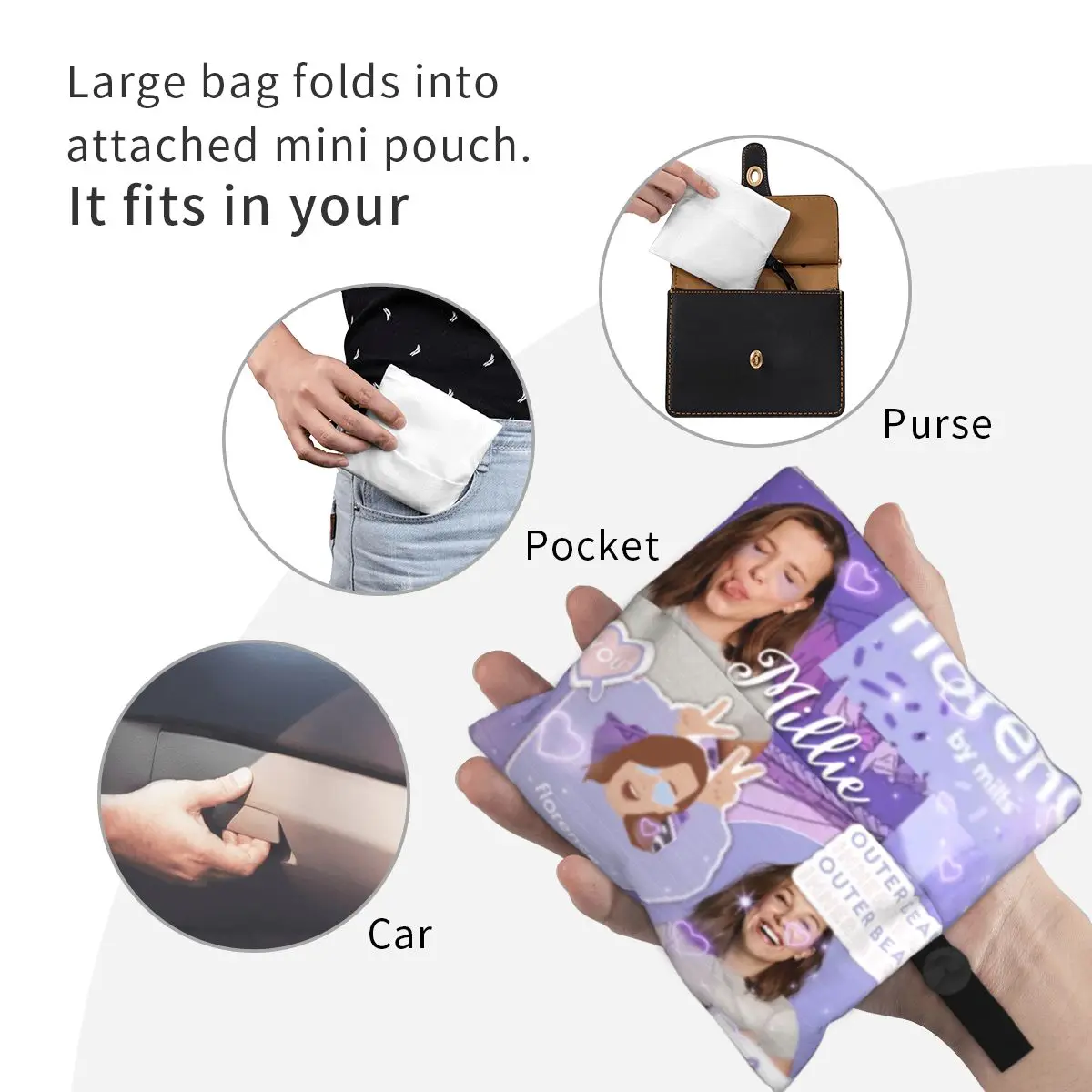 Bolso de compras personalizado de Florencia By Mill para mujer, bolsas de mano portátiles de gran capacidad para compras de comestibles