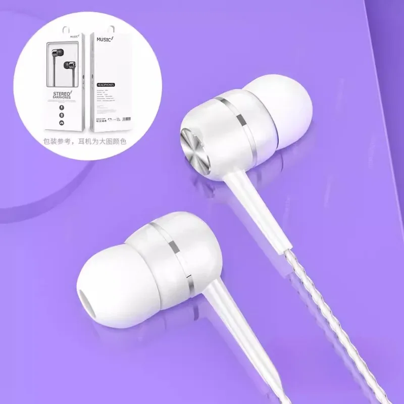 Wired Earphones with Microphone 4mm in-Ear Heavy Bass Line Control Call Noise Reduction Gaming Headset for Multiple Phone Models