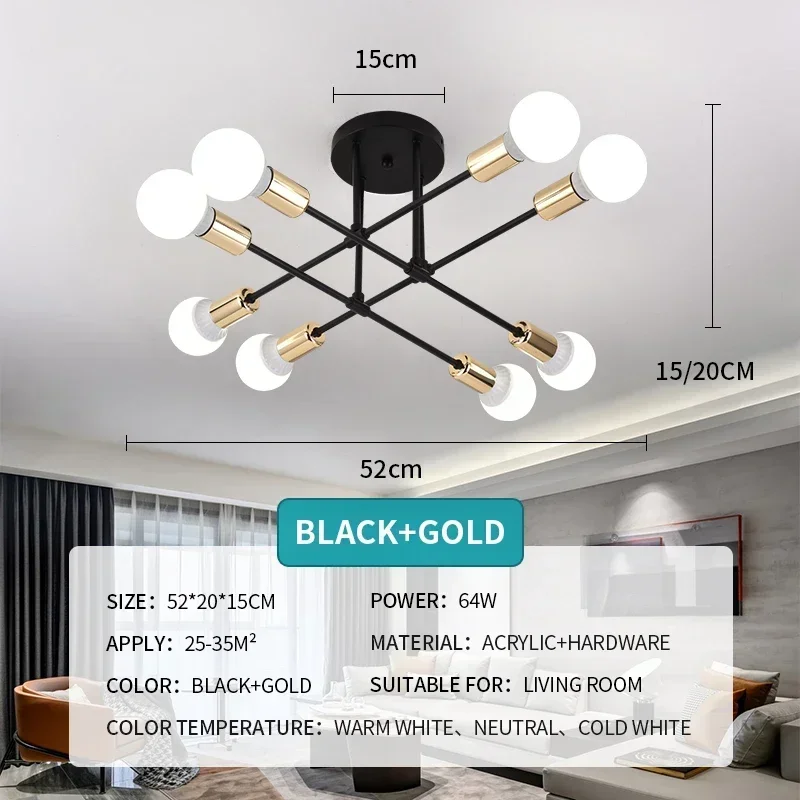 

Modern Style Iron Art Pendant lamp Chandelier Simple Home Decor Lighting LED Ceiling Lamp 6/8Head E27 Dining Room Living Room