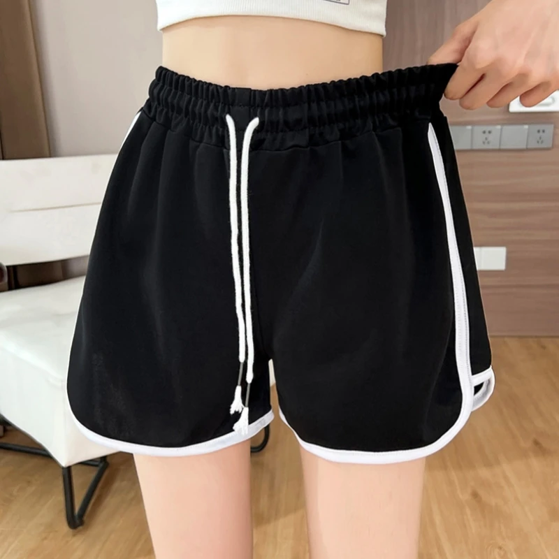 Shorts Women Summer Causal Drawstring Striped High Waist Outwear Sport Short Loose Comfy 3/4 Pants Fashion Bottoms Female Cloth