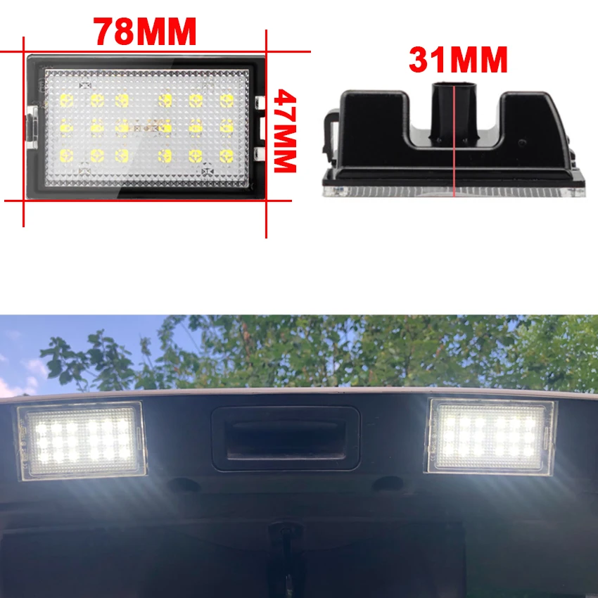 2Pcs LED Number License Plate Light Lamps For Land Rover Range Rover Sport L320 Freelander 2 L359 Discovery 3 4 L319 18SMD