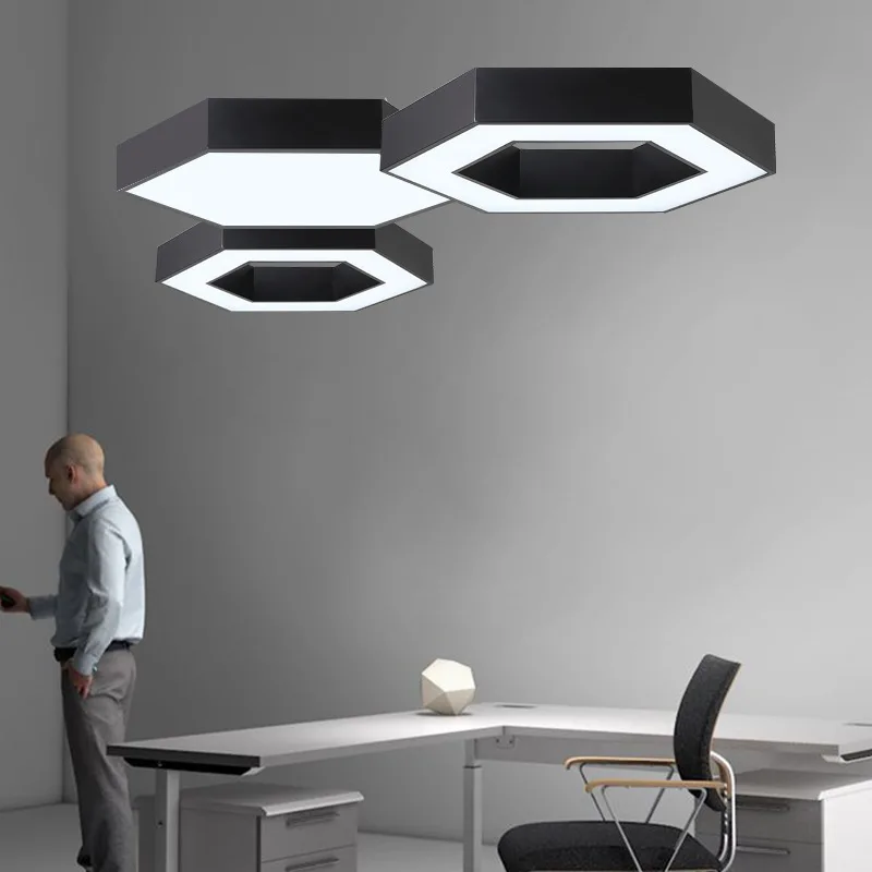 

Светодиодная креативная шестиугольная люстра, офисный светильник, Интернет-кафе, торговый центр, тренажерный зал, промышленный моделирующий светильник для сращивания ветра