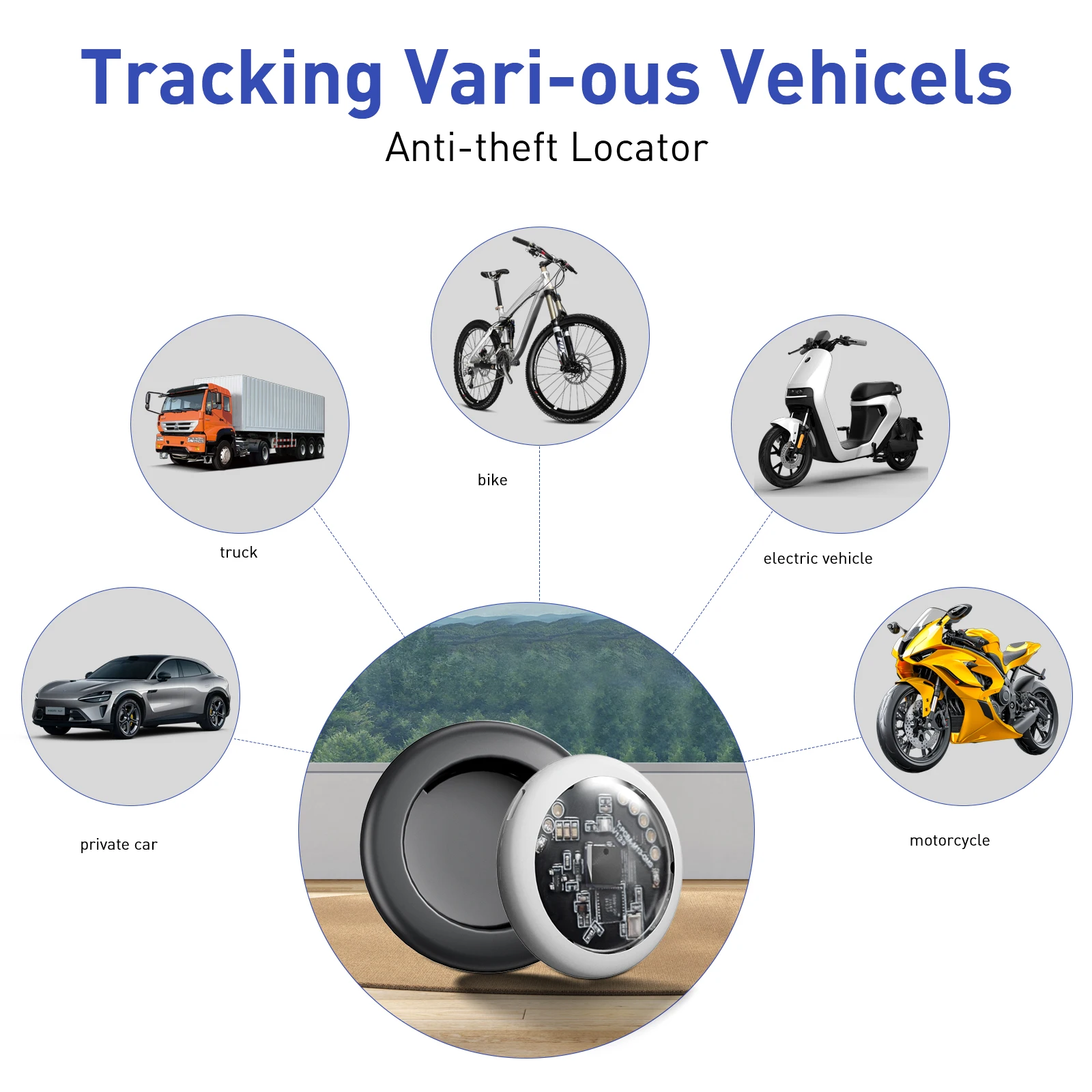 Vehicle smart locator, Bluetooth vehicle tracker. Compatible with Find My app (iOS only), used as a locator for vehicles, keys,