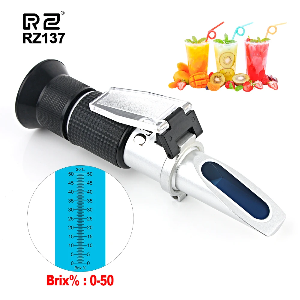 RZ Handheld Brix Refractometer 0~50%  ATC Concentration Saccharimeter Meter Tool Test Fruit orange sugar content tester