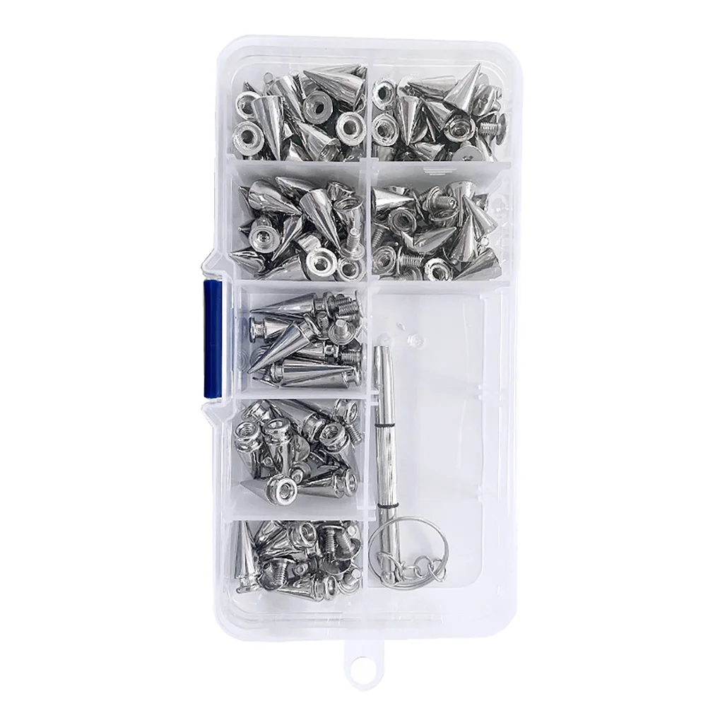

100Sets Punk Spike Alloy Screw Back Studs DIY Clothing Accessories Durable Rust-Resistant Cone Rivet Set Easy Use for Jackets