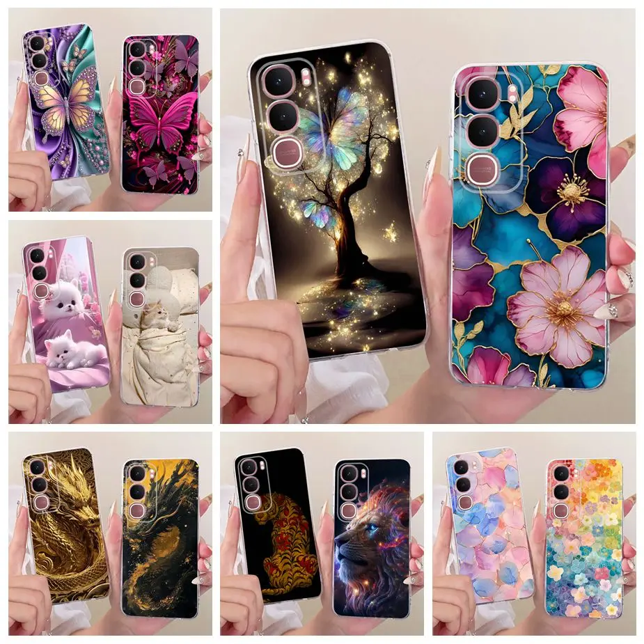 Coque de luxe en silicone souple pour Vivo Y21d 4G, motif fleurs, papillons et arbres, compatible avec Vivo Y31 5G, Y31, VivoY31, VivoY21d