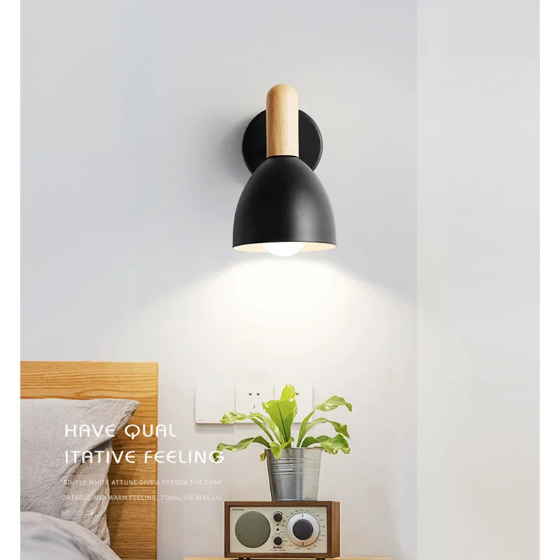 Cannonball wall lamp Nordic modern style log bedroom decoration simple corridor living room decoration large screw bedside lamp