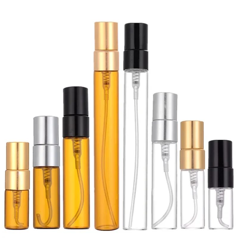 

30/100pcs 2ml 3ml 5ml 10ml Glass Perfume Spray Bottles Refillable Atomizer Empty Cosmetic Bottle Amber Glass Vials