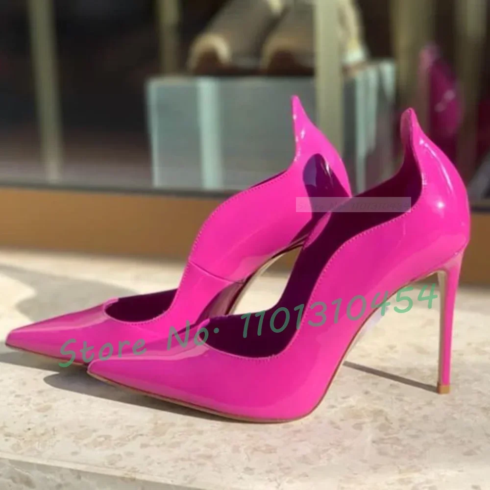

Curved Suede Pointy Pumps Women 2023 Refined Luxury High Heels Evening Shoes Elegant Shiny Leather Design Ladies Summer Pumps