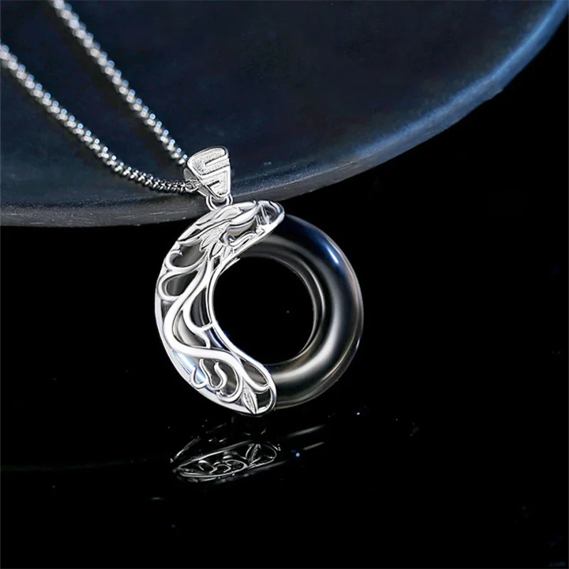 Fashion Dragon Phoenix Pendant Couple Necklaces Top Quality 925 Sterling Silver Collarbone Chain Women Necklaces Lover\' Gift