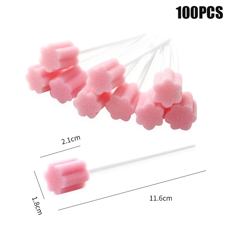 100Pcs Disposable Oral Care Sponge Swab Tooth Cleaning Mouth Swabs With Stick Sponge Head Cleaning Cleaner Swab