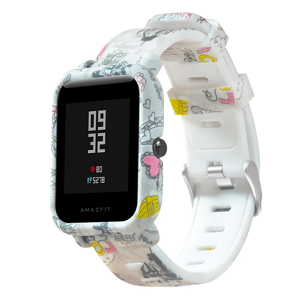 FIFATA Painted Silicone Sport Strap + Painted PC Watch Protective Shell For Xiaomi Huami Amazfit Bip/GTS Smart Watch Accessories