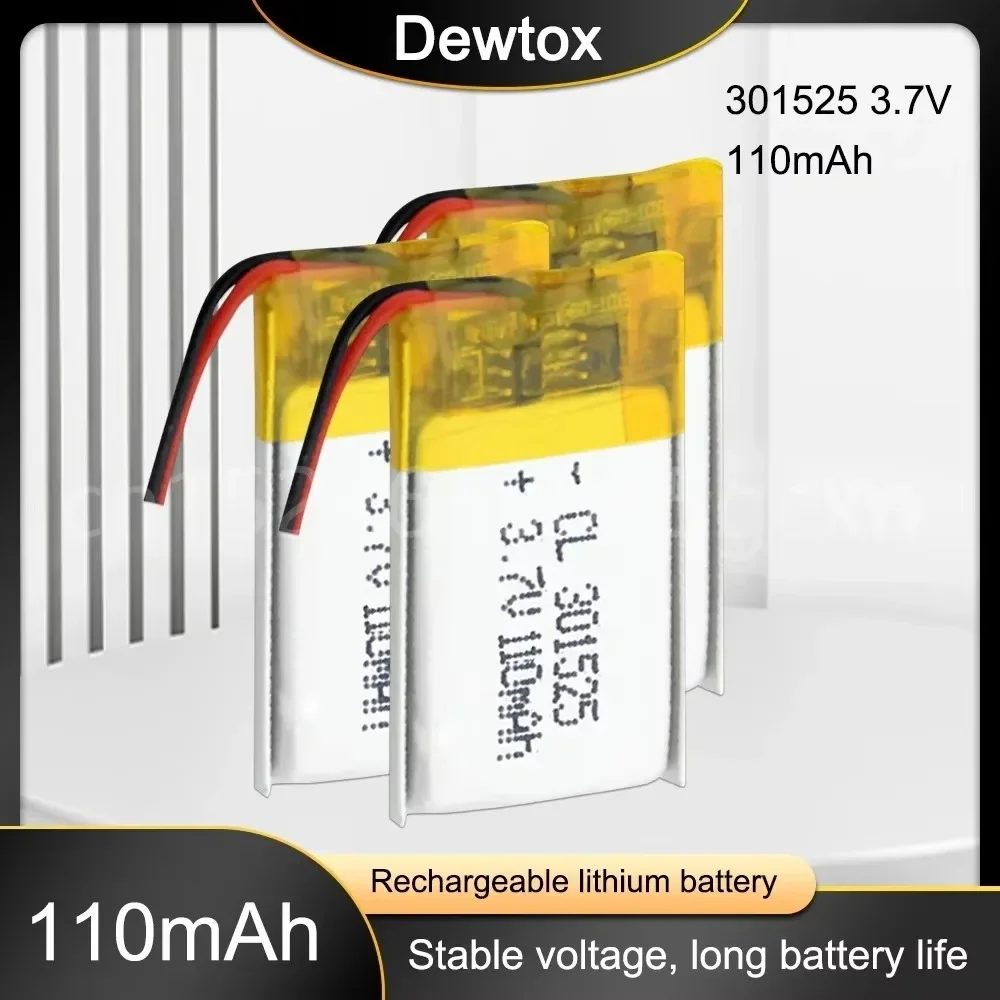 3.7V 110mAh Li-ion Battery 301525 Lithium Polymer Rechargeable Battery for GPS Locator MP3 MP4 Bluetooth Speaker LED Light