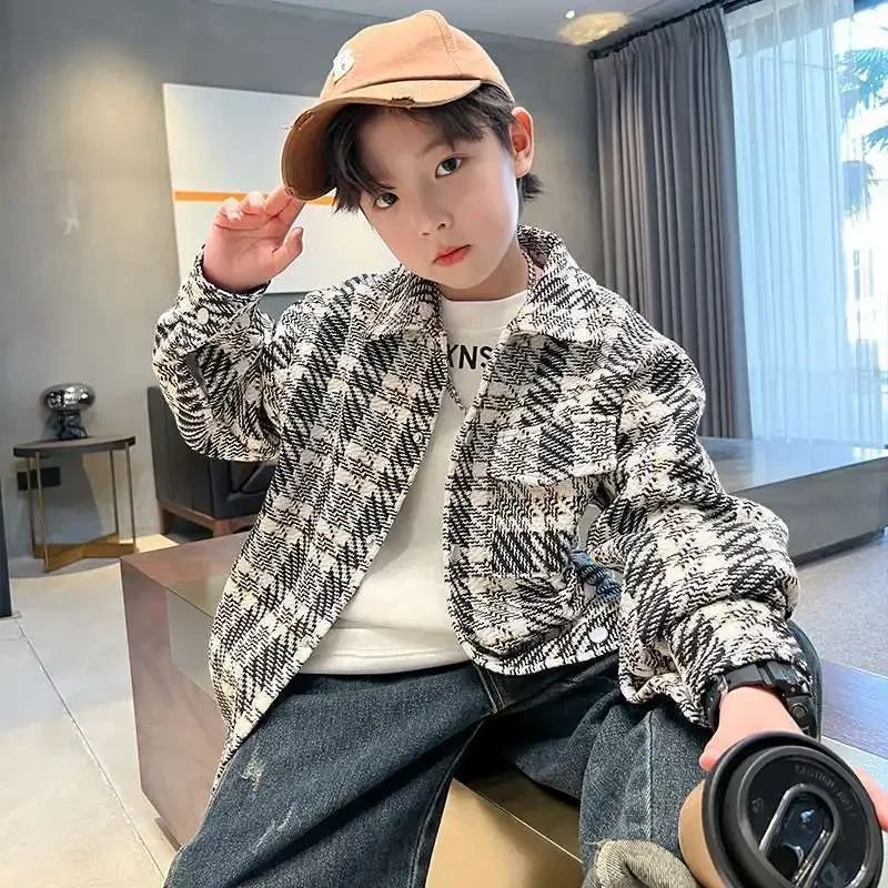 4-12Years big Boys korea Single breasted Jacket Spring Autumn Children's Coat Fashion Kids Casual Sportswear Baby Trendy Top