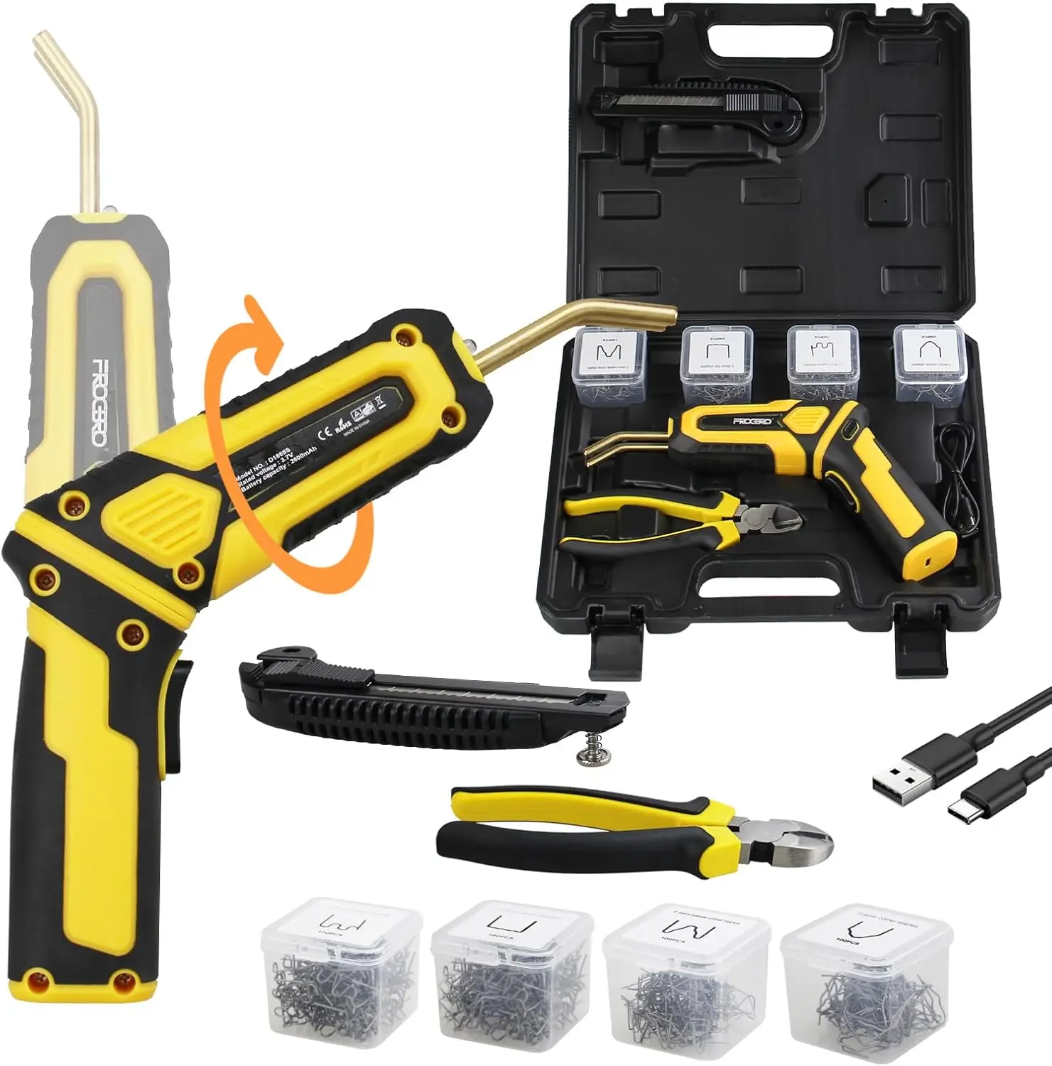 

Беспроводной аппарат для сварки пластика с 4 типами скоб, термопистолет для ремонта автомобильных бамперов, портативный, с регулируемым углом наклона