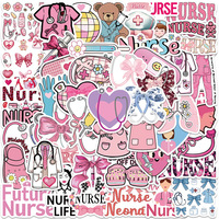 50Pcs Cute Nurse Bow Stickers Pink Nurse Decals Aesthetic Kindle Phone Laptop Scrapbook Diary Sticker