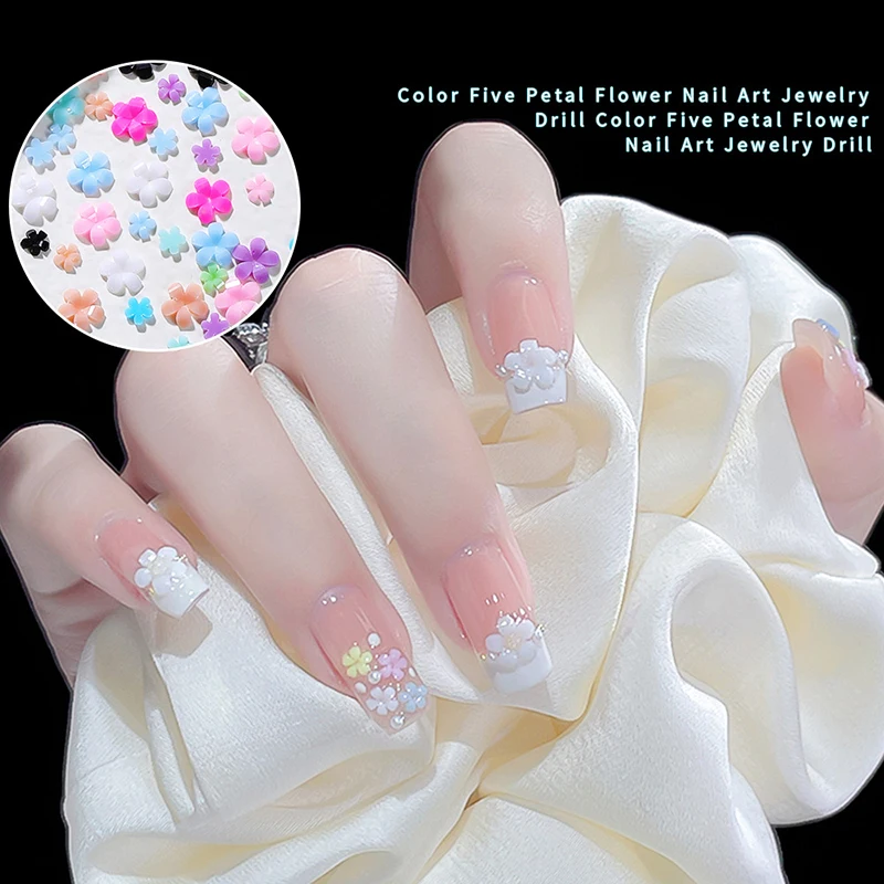 Mini Fleur Japonaise pour Nail Art, Breloques en Acrylique à Cinq Pétales, Bijoux d'Ornement, Accessoires Kawaii, Décorations de Manucure, 200 Pièces