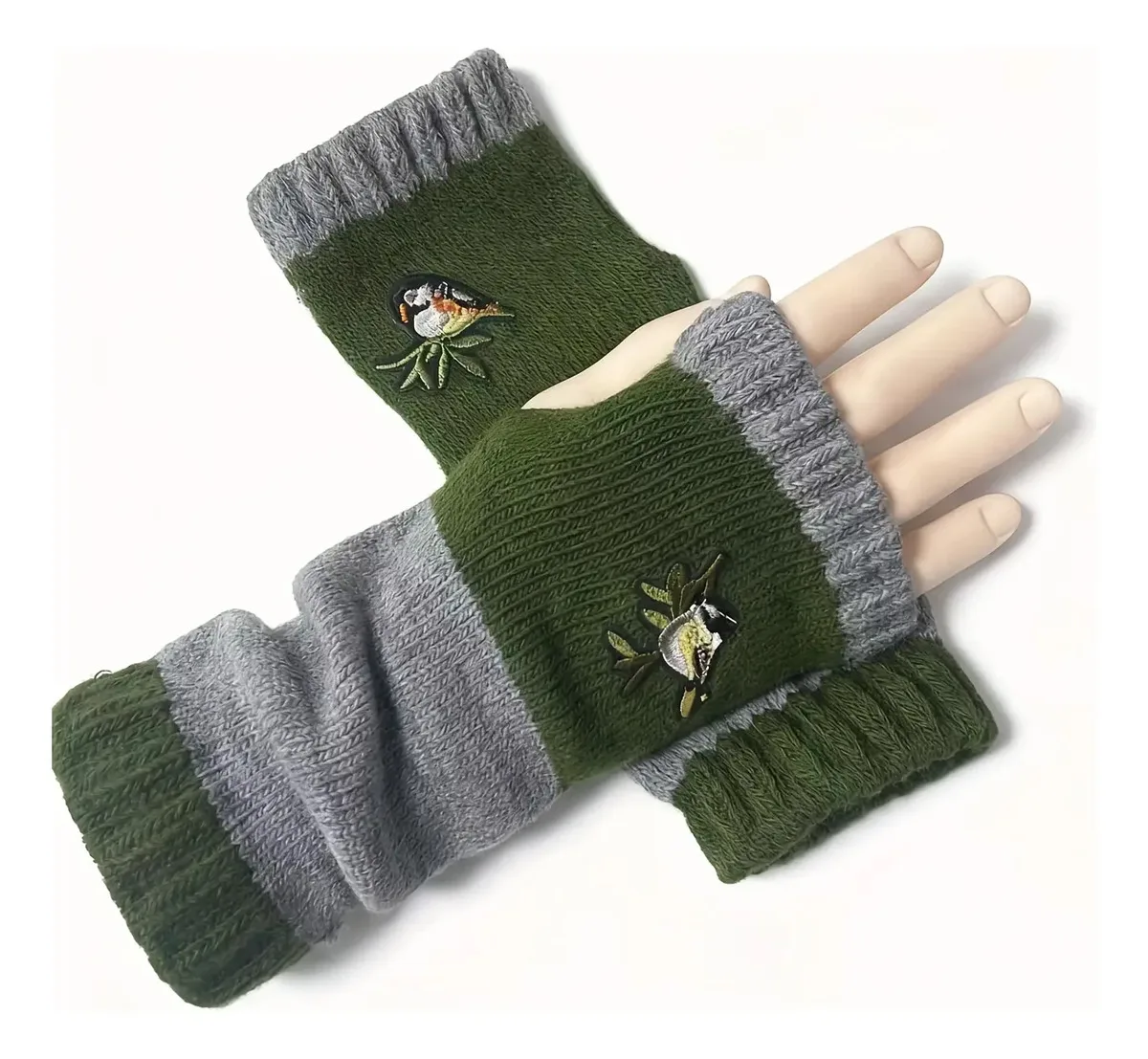 1-Pair Women's Thermal Winter Gloves with Heart & Paw Print Design - Touchscreen Compatible, Elastic Cuff & Split