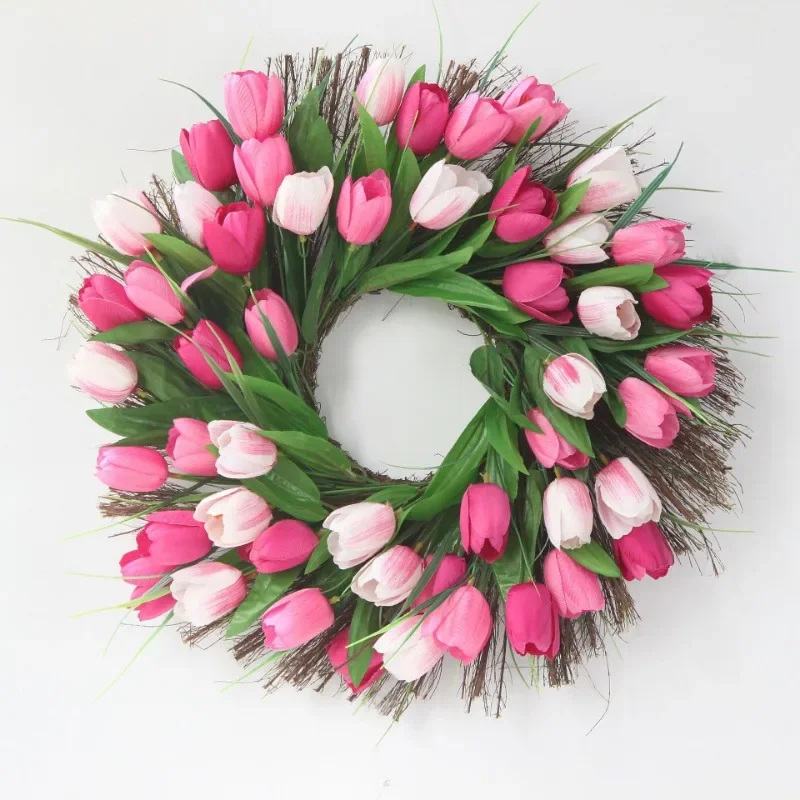 Simulazione primaverile Ghirlande di tulipani Ghirlande per porte Decorazioni per porte Celebrazioni natalizie Fiori decorativi adatti a tutti i festival