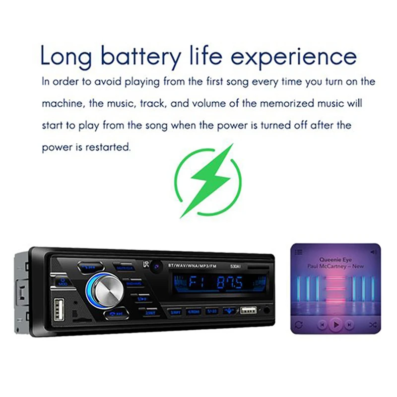 1 DIN MP3 Multimedia Player Bluetooth Radio Car Stereo Radio Receiver Audio Auto Electronics 12V 530AI