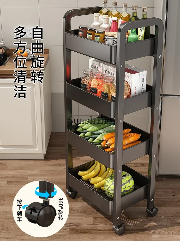 Kitchen rack Multifunctional floor-to-ceiling vegetable trolley Household multi-layer storage rack