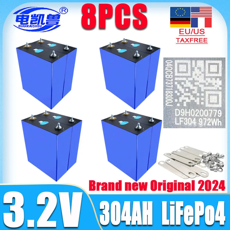 8pcs new 3.2V LiFePo4 battery DIY 24V 48V RV camping car golf cart off-road off grid solar wind A-level power battery duty-free