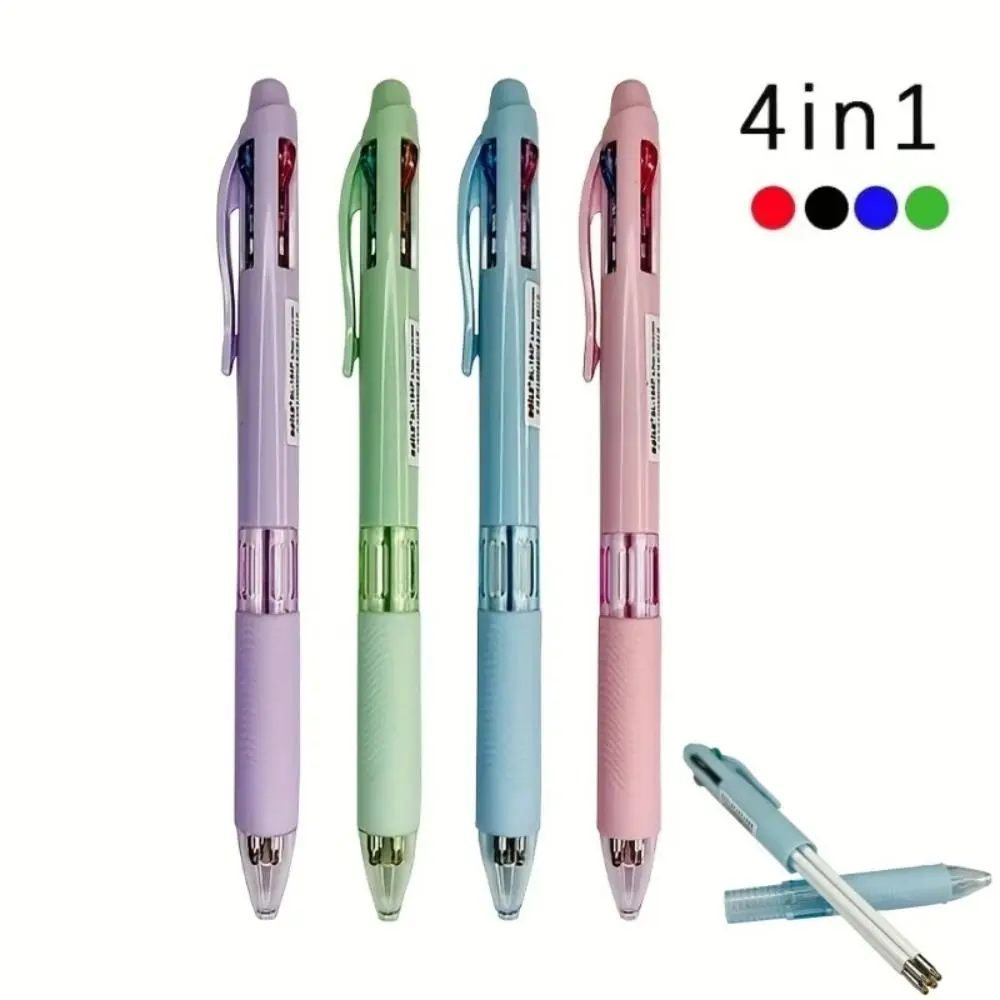 

6pcs 4 in 1 Multicolor Ballpoint Pens Rubber Grip 0.7mm Refill Multicolor Retractable Pen Creative Soft Press Roller Ball Pen