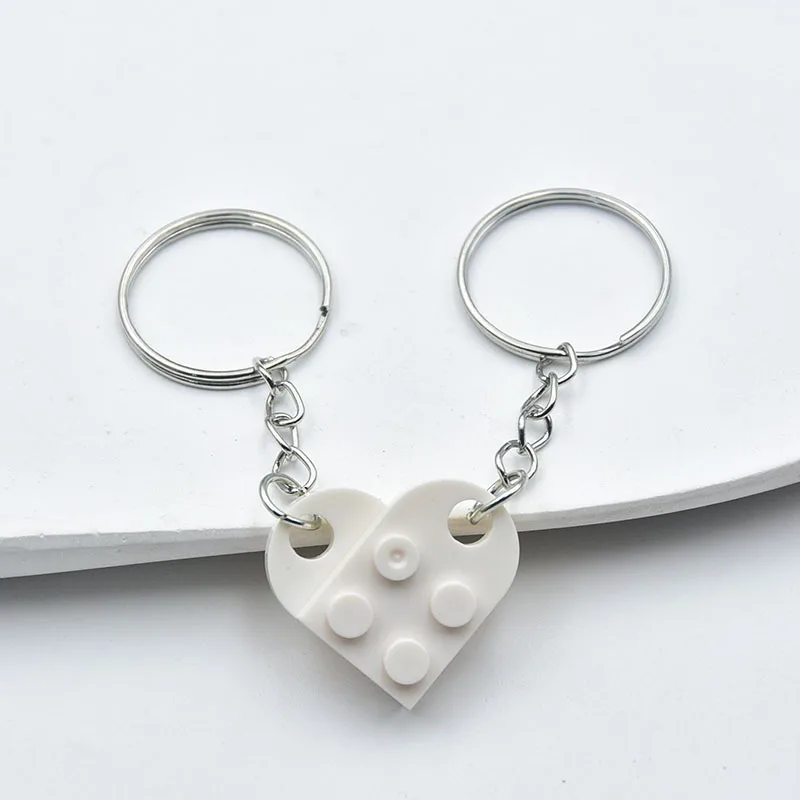 Heart Keychain Small Brick Matching Pendant for Couples