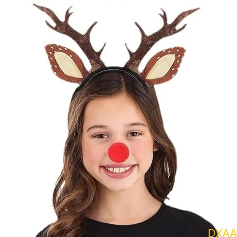 DXAA Halloween Deer Dress Up Roupet Acessório Deer Cabeça da cabeça Deer Tail Deer Nariz
