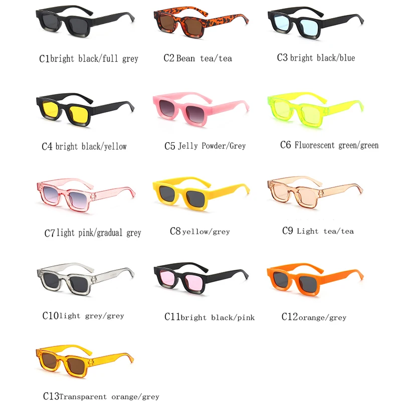 Casual Small Sunglasses Rectangle Thick Frame Square Sun Glasses Men's Black Blue Ladies Sun Shades Uv400 Unisex Eyewears view 6