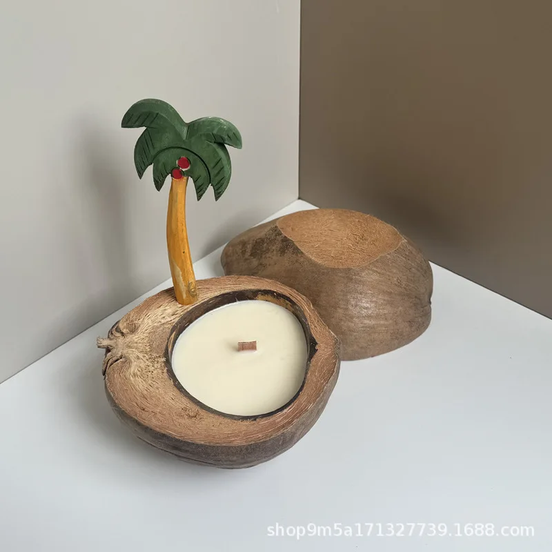Natural boat-shaped coconut shell aromatherapy candle niche romantic high-end birthday gift