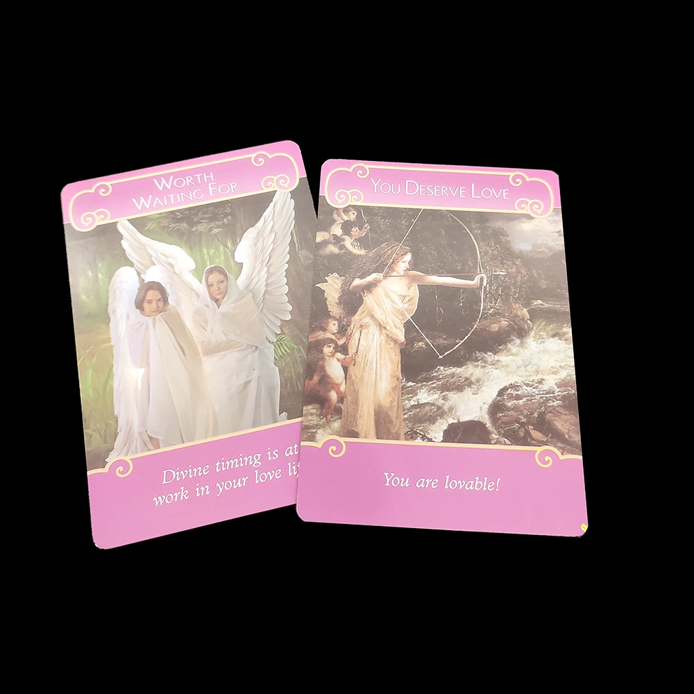 11×8CM Gold edge The Romance Angels Oracle Cards-A 44-Card Deck & English Guidebook