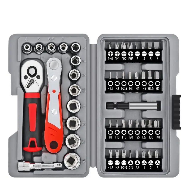مجموعة مفاتيح ربط احترافية مقاس 1/4 بوصة مع لقم مفك براغي متعددة الوظائف، مجموعة أدوات إصلاح المنزل #6
