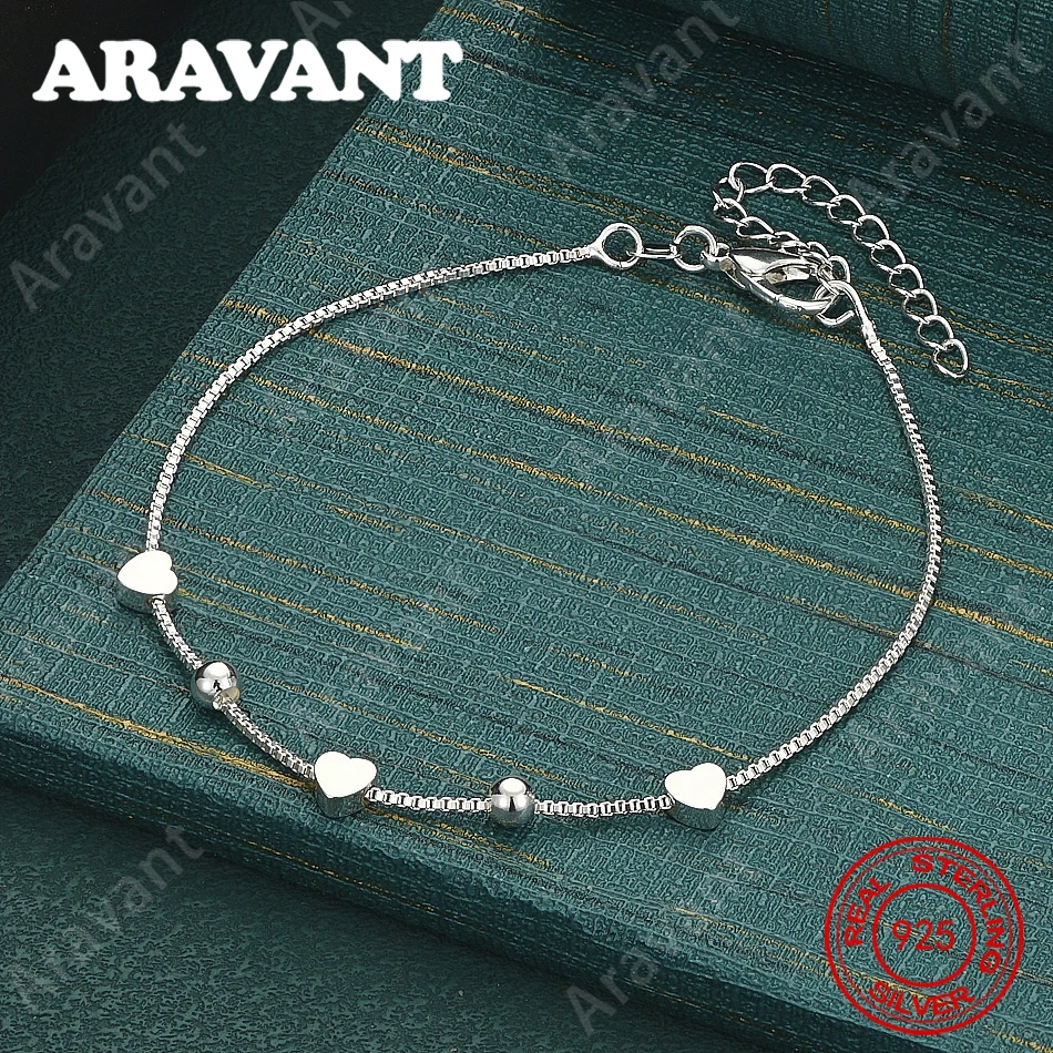 925 Sterling Silver Heart-Shaped Beaded Bracelet - A Unique Gift For Women, Versatile For Events And Jewelry